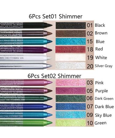 6Pcs Blue Glitter Eyeliner Pencils Set - Waterproof Colored Eye Liner Set for Women - Buy Online on GoSupps.com