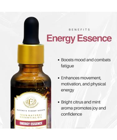 Essential Oil Blend for Energy Focus & Mood by Enhanced Essentials 100% Pure Slow-Distilled|Aromatherapy for Diffuser Massage & Shower|Uplifting Citrus & Mint Notes|1 fl oz (30 ml) Energy Essence - Buy Online on GoSupps.com