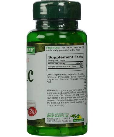 Nature's Bounty Zinc Gluconate 50mg Caplets - 100 Count - Buy Online on GoSupps.com