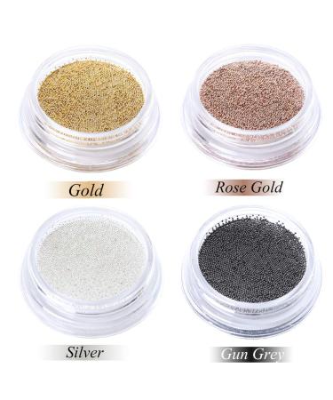 3D Mini Metal Caviar Beads Nail Art Decoration Set - Gold, Silver, Rose Gold, Black DIY Design Accessories - 4 Boxes - Buy Online on GoSupps.com