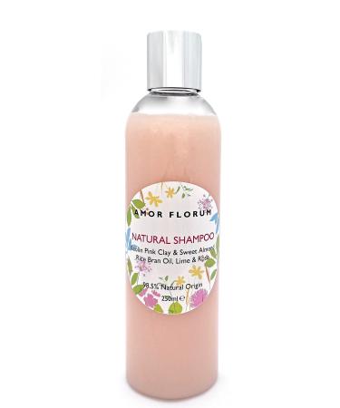 98.5% Natural SHAMPOO - ALOE VERA PINK CLAY SWEET ALMOND ROSE & LIME - 250ml by AMOR FLORUM. Sulfate Free Paraben Free. Gentle Concentrated. pH 5.5 Balanced for Sensitive Skin
