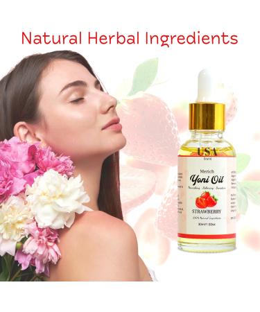 MERICH Natural Strawberry Yoni Oil - Feminine Detox & pH Balance - Scented Vaginal Oil for Women - Eliminate Odor, Tighten & Cleanse - Buy Online on GoSupps.com
