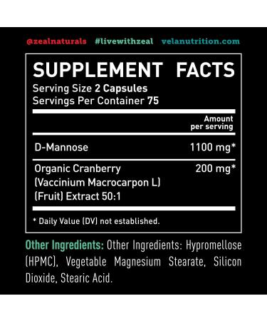 D-Mannose with Cranberry Extract | 300mg per Serving 150 Capsules | Bladder & Urinary Tract Health Support | Non-GMO, 3rd Party Tested - Buy Online on GoSupps.com