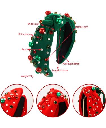 Miaija 2Pieces Chrismas Pearl Knotted Headband Green Red Wide Headbands Rhinestone Hair Hoop Fashion for Women Girls Hair Accessories - Buy Online on GoSupps.com