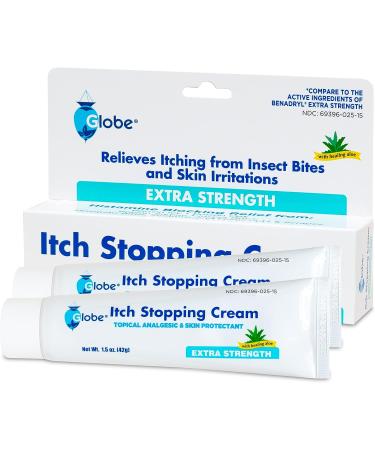 2 Pack Extra Strength Itch Stopping Cream - 1.5 Oz with Histamine Blocker & Diphenhydramine HCl - Buy Online on GoSupps.com