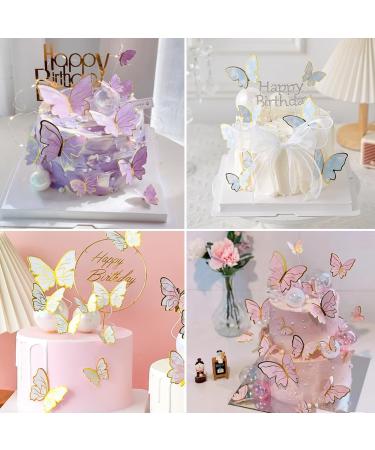 42 Pcs Butterfly Cake Topper 40Pcs 3D Butterfly Cake Decorations & 2Pcs Happy Birthday Cake Topper for Girls Women's Birthday Wedding Cake Ornaments Party Decoration (B: Multi-Colored) - Buy Online on GoSupps.com