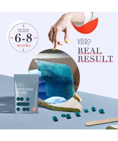 Wax Beads - VOIRO 1 LB Hard Wax Beans for Hair Removal - Brazilian Bikini Wax - Includes 10 Wax Sticks - Ideal for Eyebrows, Face, Body - Blue - Buy Online on GoSupps.com