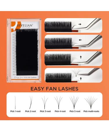 BEYELIAN Easy Fan Eyelash Extensions - Self Fanning Volume Sets, Black Semi Permanent Application, D Curl 16mm - Buy Online on GoSupps.com