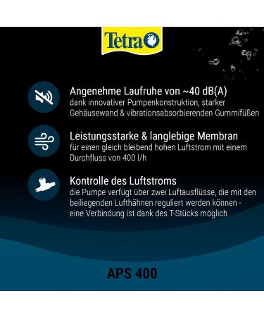 Tetra APS 400 Aquarium Air Pump - Quiet Diaphragm Pump for 250-600L Aquariums | International Shipping Available - Buy Online on GoSupps.com