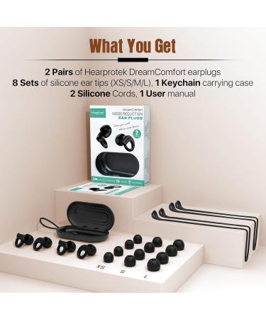 Hearprotek Silicone Ear Plugs for Sleep - 2 Pairs, 29dB Noise Cancelling, Snoring Reduction, Tinnitus Relief - Black - Buy Online on GoSupps.com