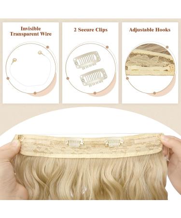 Feshfen Invisible Hair Extensions - Adjustable Ash Blonde Curly 45cm Wire Hairpieces for Women - Buy Online on GoSupps.com