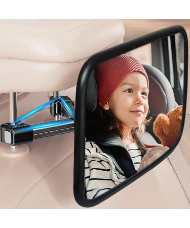 Baby mirror car back seat 360 rotatable frosted mirror car baby back seat car mirror baby back seat with metal clip large vision rear seat mirror baby for most car 25 x 16.5cm