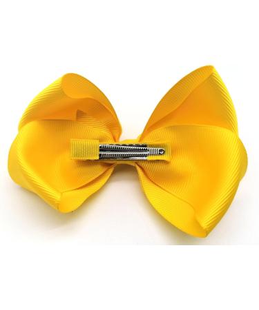 Set of 4 Hair Bow School Clips Girls Bows Ribbons Hair Grips for School (Yellow) - Buy Online on GoSupps.com