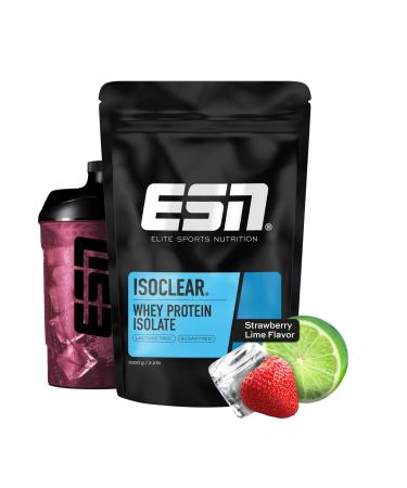 ESN ISOCLEAR Whey Isolate Protein Powder 1000 g Fraise-Lime boisson prot in e au go t fruit et d licieux clear Whey - fabriqu en Allemagne Fraise-Lime 1 kg (lot de 1)