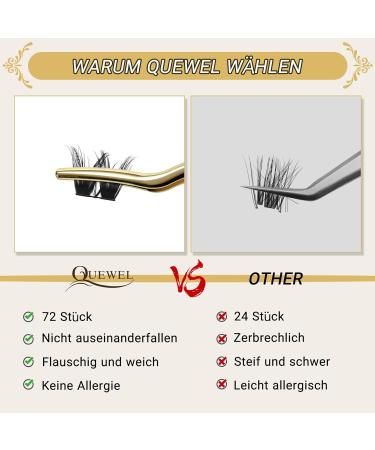 Cluster Lashes QueWel 72pcs DIY Eyelash Extensions Soft D Curl Mix 10-16mm for Home Make-Up - Buy Online on GoSupps.com