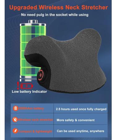 Wireless Heated Neck Stretcher for Pain Relief Portable Cordless Neck Shoulder Cervical Traction Device with Graphene Heating Pad Magnetic Therapy Relaxer Black - Buy Online on GoSupps.com
