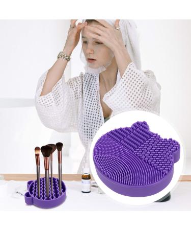 2 1 Makeup Brush Cleaning Pad Portable Hair Brush 2 in 1 Silica Gel Carpet Purple - Buy Online on GoSupps.com