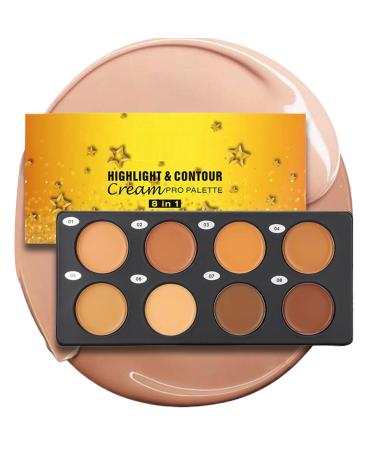 Color Corrector | 8 Long-Lasting and Full Coverage Cosmetics | Face Contouring Palette - For Home Travel Hotel Apartment School