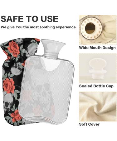 Skull Hot Water Bottle with Vintage Roses | BPA Free 2L for Pain Relief & Cramps - International Shipping Available - Buy Online on GoSupps.com
