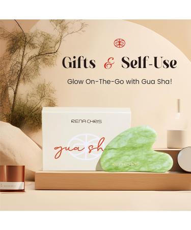 Rena Chris Gua Sha Facial Tools - Natural Jade Stone Massage for Jawline Sculpting & Puffiness Reduction | Mint Green Skin-Care Tool - Buy Online on GoSupps.com