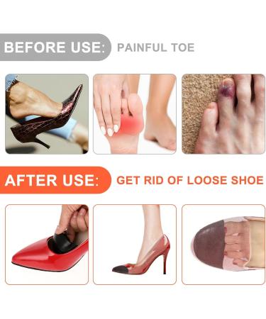 Buy 2 Pairs Shoe Filler Inserts - Unisex Toe Cushion Fillers & Black Heel Grips for Oversized High Heels & Casual Shoes - Buy Online on GoSupps.com