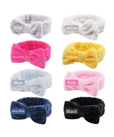 Ondder 8 Pack Spa Headbands for Women - Facial Bowknot Headbands for Skincare, Makeup, and Shower - Fluffy Hair Bands for Girls - Buy Online on GoSupps.com