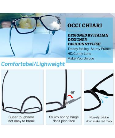 OCCI CHIARI Wide Frame Reading Glasses for Men - Stylish Black Readers (1.0 to 6.0) - 1.75 Magnification - International Shipping Available - Buy Online on GoSupps.com