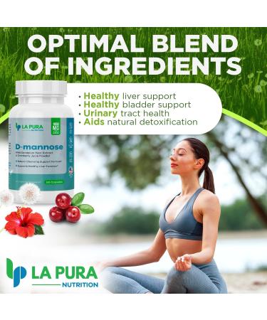 LaPura D-mannose 1000 mg Supplement with Cranberry Juice Powder, Hibiscus Flower & Dandelion Herb Extract, 60 Capsules - Natural Cleansing Support, Healthy Liver, Bladder, Urinary Tract Function 60 Count (Pack of 1) - Buy Online on GoSupps.com