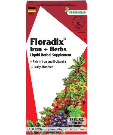 Flora Floradix Iron + Herbs Liquid Supplement 17 fl oz - Boost Energy & Iron Levels - Buy Online on GoSupps.com