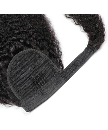 Luovce Ponytail Extension Human Hair Kinky Straight Wrap Around Ponytail Clip in Hair Extension 16 inches Natural Colour - Buy Online on GoSupps.com