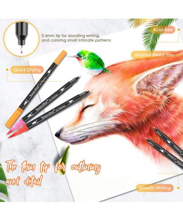 Soucolor Art Brush Markers Pens - 34 Dual Tip Colors for Adult Coloring Books and Calligraphy - Buy Online on GoSupps.com