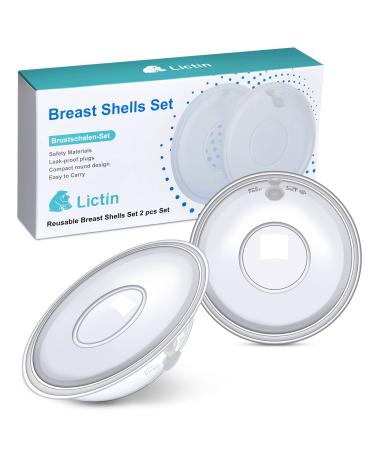 Lictin 2 Pcs Reusable Breast Milk Collection Shells Breast Shells Nursing Cup Soft Milk Saver Flexible Anti-Overfill Breast Pad for Breastfeeding Collect & Save 30ML/2PCS(Knitted Storage Bag)