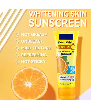 Spf 50+ Face Moisturiser Sunscreen - High-Power Ultraviolet Isolation Advanced Sun Cream - Face Sunscreen to Glowing Skin Tone - Vitamin C Suncream Waterproof & Long-Lasting - Non-Greasy Fresh Smell - Buy Online on GoSupps.com