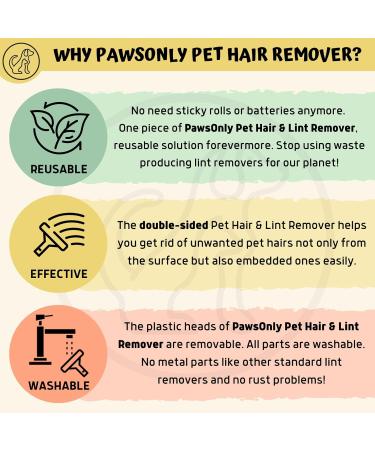 Pawsonly Reusable Portable Lint Remover | Best Animal Hair Remover Brush for Carpets & Sofas | Effective Cat & Dog Hair Remover | Pet Hair Remover - Orange & Green - Buy Online on GoSupps.com