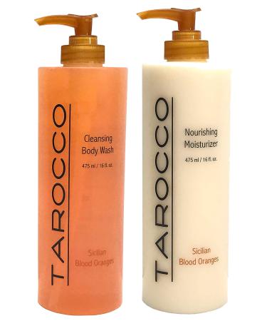 Baronessa Cali Tarocco Skin Care Set: Sicilian Blood Oranges Nourishing Moisturizer Body Lotion + Cleansing Body Wash - 16 Ounce