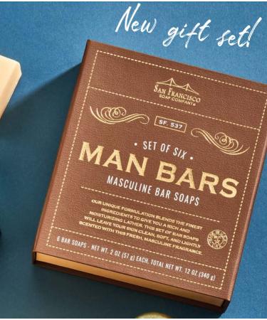 San Francisco Soap Men Soap Gift Set - 6 Manly Fragranced 2 Ounce Bars - Buy Online on GoSupps.com
