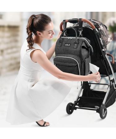 Viedouce Baby Diaper Backpack Bag - Waterproof Large Capacity Multi-Functional with Diaper Support & Stroller Straps - Dark Gray - Buy Online on GoSupps.com