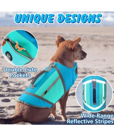 Emust Dog Life Jacket - XS Blue Stylish & Reflective with Rescue Handle - Ideal for Swimming Boating & Kayaking - Buy Online on GoSupps.com