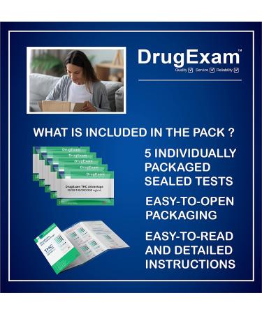 5 Pack DrugExam THC Advantage Multi Level Marijuana Home Test Kit | Made in USA | Highly Sensitive THC 5 Level Test | Detects 20-300 ng/mL - Buy Online on GoSupps.com