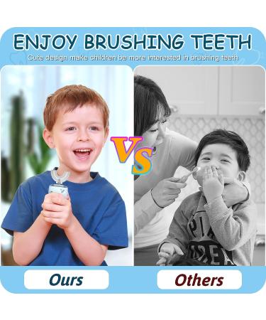 U-Shaped Kids Electric Toothbrush | Rechargeable Sonic Toothbrush for Ages 2-6 | Smart Timer, 6 Modes, Waterproof | Toddler Automatic Tooth Brush Gift - Blue - Buy Online on GoSupps.com
