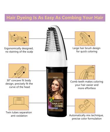 Brown Hair Dye with Comb Applicator | Permanent Gray Coverage Shampoo | 3-in-1 Instant Hair Color for Men & Women - Long-lasting Results - Buy Online on GoSupps.com