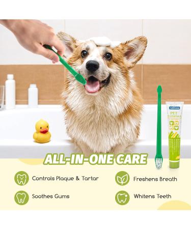 Nobleza Dog Toothbrush and Enzymatic Toothpaste Kit with Finger Toothbrushes - Promote Pet Oral Hygiene and Fresh Breath - Green - Buy Online on GoSupps.com