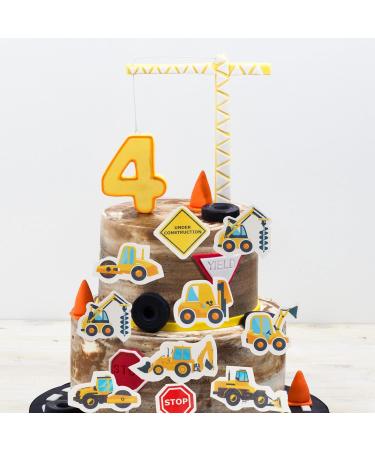 Arthsdite 64 Pcs Edible Construction Cupcake Toppers Truck Tractor Excavator Cake Decorations Stop Sign Dessert Decoration for Construction Baby Shower Birthday Party Food Decorations - Buy Online on GoSupps.com