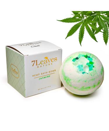 7Leaves Nature Hemp Bath Bomb  Jasmine. All-Natural   Large 6oz. Fizzies  Skin Moisturizer