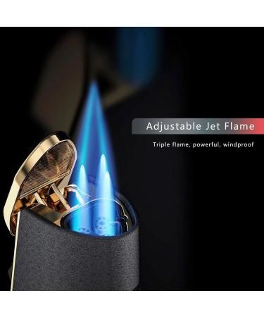 3 Jet Torch Lighter Strong Blue Flame Metal Butane Gas Windproof Cigar Lighter Candle Lighter for Smoking BBQ Cooking(Red) - Buy Online on GoSupps.com