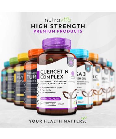 Quercetin 500mg with Bromelain, Vitamin C & Bioflavonoids - 120 Vegan Capsules for Immune Support | Nutravita - Buy Online on GoSupps.com