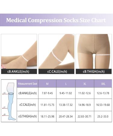 Evolyline Medical Compression Stockings for Men & Women - 20-30 mmHg Thigh-High Support Socks with Silicone Band - Ideal for Air Travel & Varicose Veins - Beige XL - Buy Online on GoSupps.com