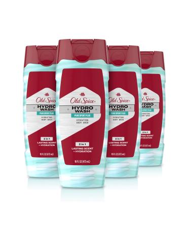 Old Spice Hydro Body Wash for Men Pure Sport Plus Scent Hardest Working Collection 16.0 oz (Pack of 4) Pure Sport Scent