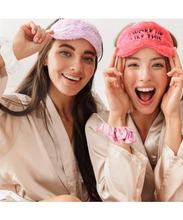 8-Piece Satin Hair Ties & Bridesmaid Bracelets | Bridal Shower Favors with 'I Can't Tie the Knot Without You' Cards - Pink & White - Buy Online on GoSupps.com