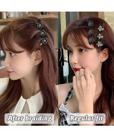 Cute Black Hair Clips Set - 4 Pcs Sparkling Crystal Stone Braided Bands for Women Girls | Rhinestone Flower Butterfly Duckbill Hairpins for Styling - Buy Online on GoSupps.com